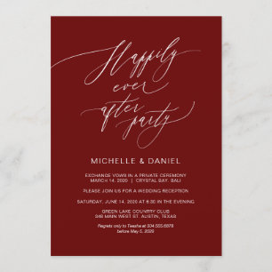Invitation Bourgogne Script Romantique, Mariage en Elopement