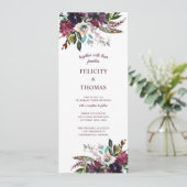 Invitation Bourgogne Splendor Boho Florals Mariage blanc (Debout devant)
