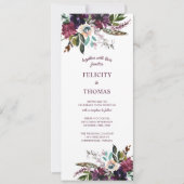 Invitation Bourgogne Splendor Boho Florals Mariage blanc (Devant)