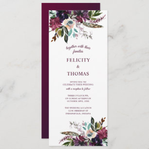 Invitation Bourgogne Splendor Boho Florals Mariage blanc