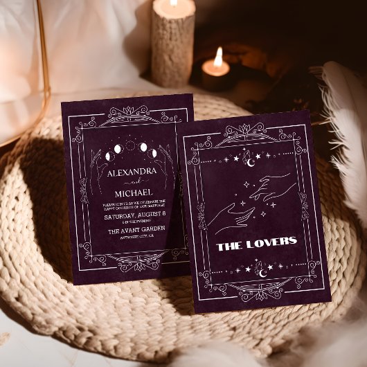 Invitation Bourgogne Tarot Le Mariage des amoureux