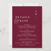 Invitation Bourgogne tout en un Mariage Monogramme moderne (Dos)