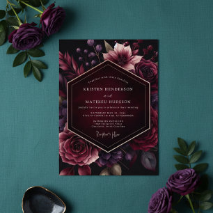 Invitation Bourgogne Velvet Bloom Elégance Mariage