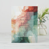 Invitation Bourgogne, vert forestier et Mariage d'encre de ch (Debout devant)