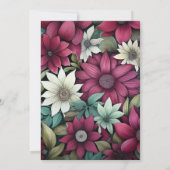 Invitation Bourgogne, vert forestier et Mariage floral au cha (Dos)