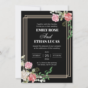 Invitation Bourgogne Vin Rosé Fleur de Lys Monogramme