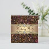 Invitation Bourgogne Vin Rouge Or Anniversaire Fête Invitatio (Debout devant)