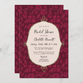 Invitation Bourgogne Vintage Floral (Devant / Derrière)