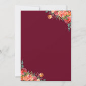 Invitation Bourgogne violet orange rouge Mariage Floral (Dos)