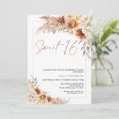 Invitation Bourré Orange Boho Pampas Grass 16e anniversaire (Debout devant)