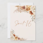 Invitation Bourré Orange Boho Pampas Grass 16e anniversaire (Dos)