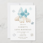 Invitation Bours polaires d'hiver mignons Fête d'anniversaire (Devant)