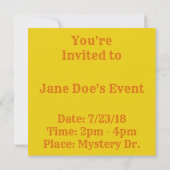 Invitation Bourse jaune et or (Dos)