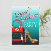 Invitation Bourse stylet et rouge à lèvres de parties (Debout devant)