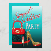 Invitation Bourse stylet et rouge à lèvres de parties (Devant / Derrière)