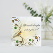 Invitation Bouteille à feuilles rouges (Debout devant)