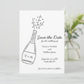 Invitation Bouteille de champagne Bubbly Sauvez la date (Debout devant)