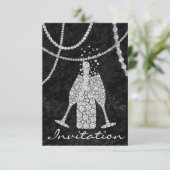 Invitation Bouteille de Champagne Bulles de Verre Diamant Noi (Debout devant)