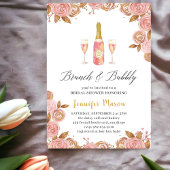 Invitation Bouteille de champagne rose et or Fête des mariées