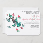 Invitation Bouteille de jardin extérieur rose et Mariage de m (Devant)