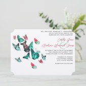 Invitation Bouteille de jardin extérieur rose et Mariage de m (Debout devant)