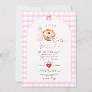 Invitation Bouteille de lait Cutie Pie Rose En vichy Baby sho