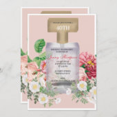 Invitation Bouteille de parfum rose pâle Fleur Anniversaire (Devant / Derrière)