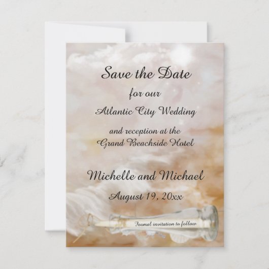 Invitation Bouteille de plage Enregistrer la date Mariage Fai (Devant)