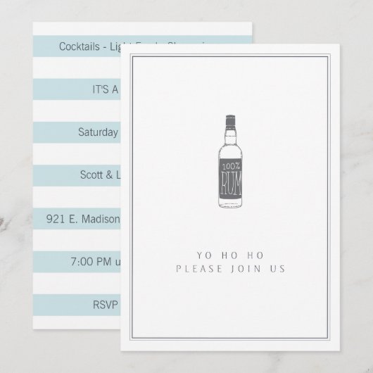 Invitation Bouteille de rhum de fête - Yo Ho Cocktail Party (Devant / Derrière)