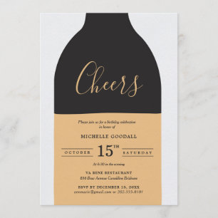 Invitation Bouteille de vin à Cheers Fête d'anniversaire adul