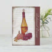 Invitation Bouteille de vin blanc et raisins - dîner de (Debout devant)