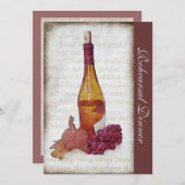 Invitation Bouteille de vin blanc et raisins - dîner de (Devant / Derrière)