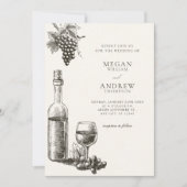 Invitation Bouteille de vin classique et mariage de raisins (Devant)