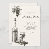 Invitation Bouteille de vin classique et raisins (Devant / Derrière)