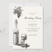 Invitation Bouteille de vin classique et raisins (Devant)