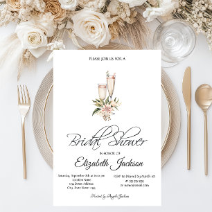 Invitation Bouteille de vin en verre rose floral Baby Shower