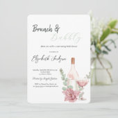 Invitation Bouteille de vin Fleur Brunch & Bubbly (Debout devant)