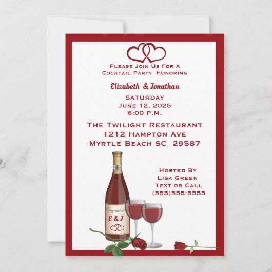 Invitation Bouteille de vin monogramme (Devant)