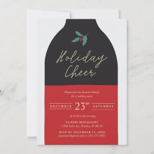 Invitation Bouteille de vin pour fête de fin d'année