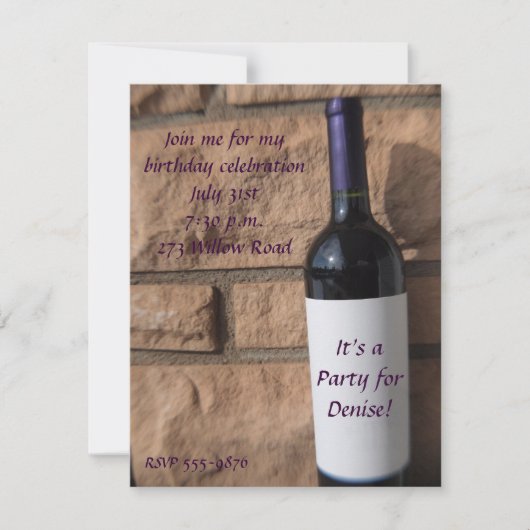 Invitation Bouteille de vin pourpre (Devant)