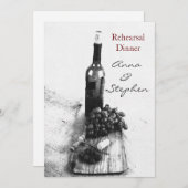 Invitation Bouteille de vin, raisins, tire-bouchon (Devant / Derrière)