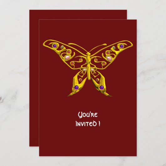 Invitation BOUTEILLE D'HYPER D'OR AVEC GEMSTONES Rouge (Devant / Derrière)