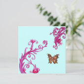 Invitation BOUTEILLE D'OR, bleu rose vif (Debout devant)