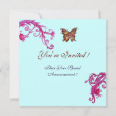 Invitation BOUTEILLE D'OR, bleu rose vif (Dos)