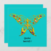 Invitation BOUTEILLE D'OR HYPER, PIERRES À JEUX, Bleu Turquoi (Devant / Derrière)