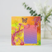 Invitation BOUTEILLE EN ÉPARGNE 2 modèle photo jaune rouge (Debout devant)