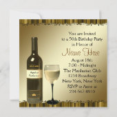 Invitation Bouteille en verre de vin Black Gold 50e fête d'an (Dos)