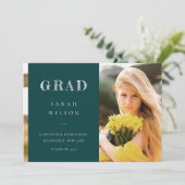 Invitation Bouteille Green Minimal Clean Photo Graduation (Debout devant)