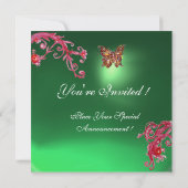 Invitation BOUTEILLE JADE VERT rose, rouge (Dos)