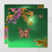 Invitation BOUTEILLE JADE VERT, rose vif jaune brun (Devant / Derrière)